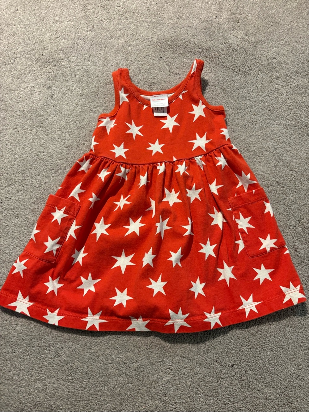Hanna Andersson Red Star-Print Sleeveless Dress With Pockets
